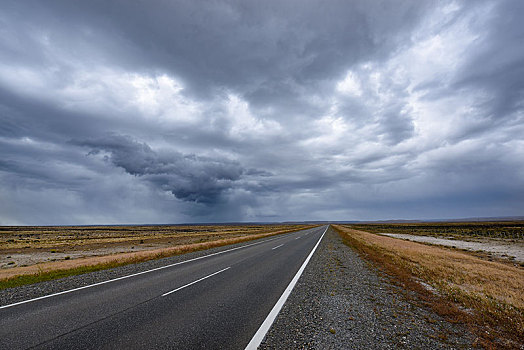 道路,雷暴,南美大草原,巴塔哥尼亚,靠近,阿根廷,南美