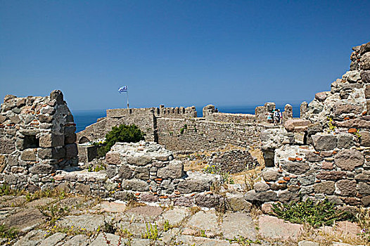 希腊,爱琴海岛屿,墙壁,15世纪,拜占庭风格,城堡