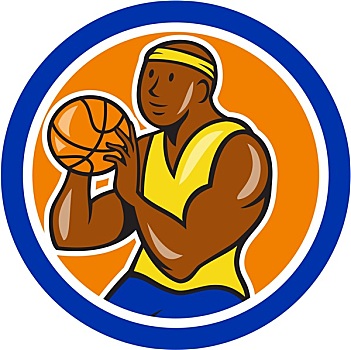 美国黑人,篮球手,投篮,卡通,圆