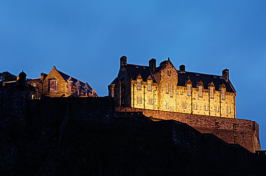 爱丁堡,城堡,黃昏,王子,街道,苏格兰,英国,欧洲