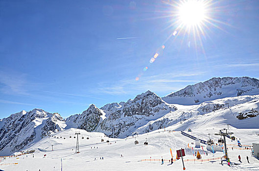 奥地利,提洛尔,冰河,滑雪,区域,冬天
