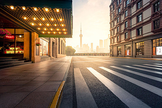 上海南京路和平饭店道路背景