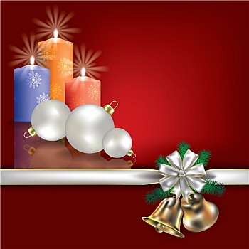 圣诞节,问候,蜡烛,白色,丝带