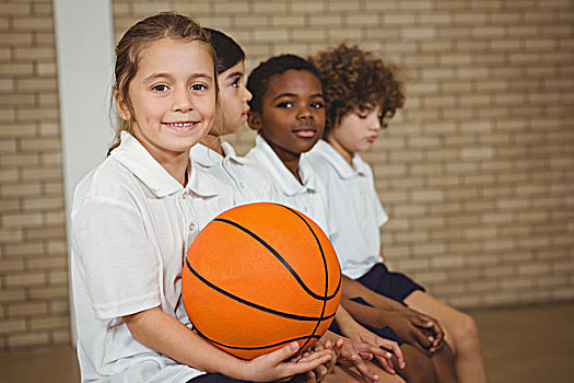 学生,拿着,篮球,人,运动员,小学