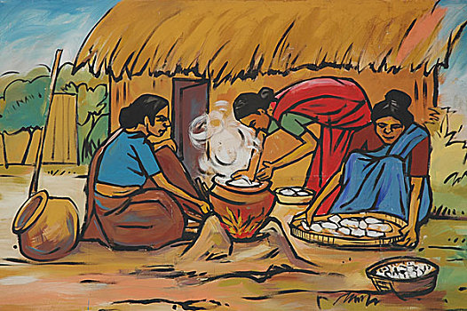 喜庆,乡村,婚礼,展示,民俗节日,放置,孟加拉,民间艺术,达卡,二月,2008年