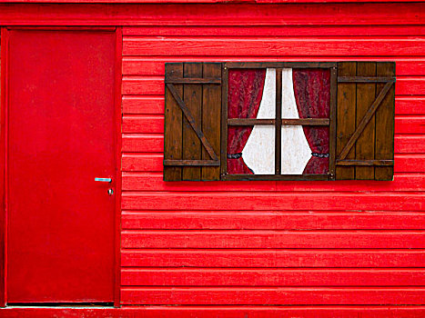 木屋,涂绘,红色