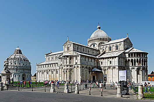 中央教堂,玛丽亚,大教堂,洗礼堂,广场,比萨,托斯卡纳,意大利,欧洲