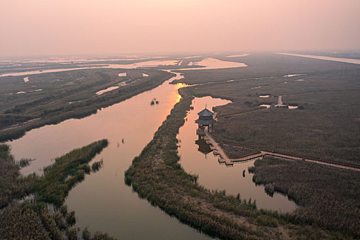 航拍黄河口生态旅游区
