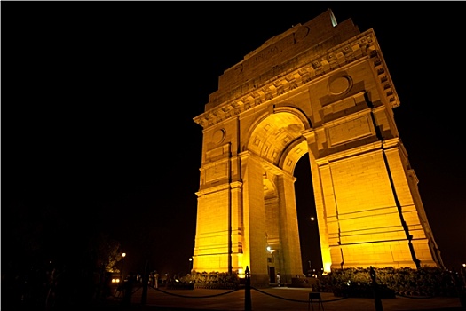 印度,大门,纪念,夜晚,月亮,横图