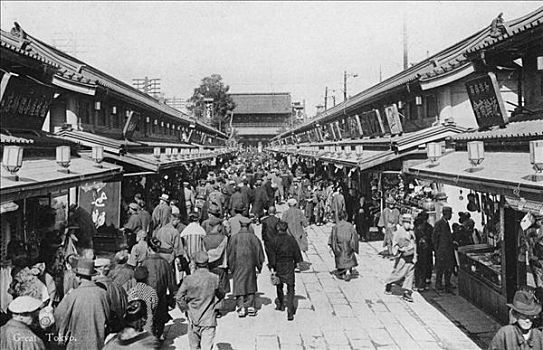排,商店,浅草,东京,20世纪