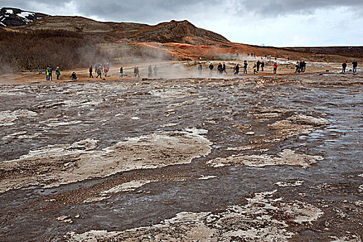 温泉,高,温度,区域,山谷,豪卡德勒,矿物质,旅游胜地,金色,圆,路线,冰岛,欧洲