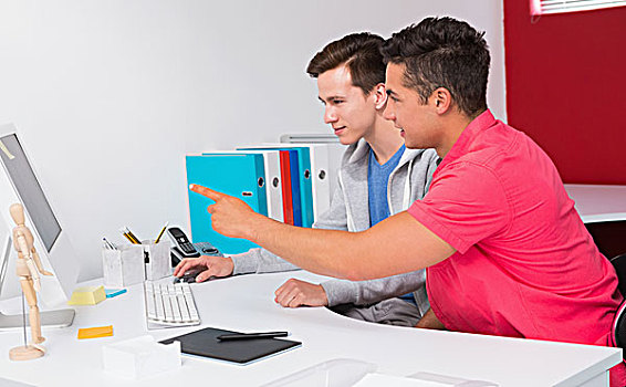 学生,协作,电脑