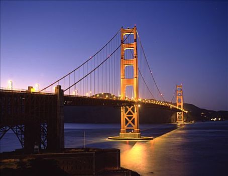 美国,加利福尼亚,旧金山,夜晚,金门大桥