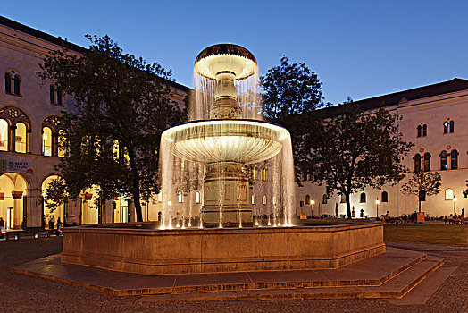 喷泉,兄弟姐妹,马克西米利安,大学,慕尼黑,上巴伐利亚,德国,欧洲