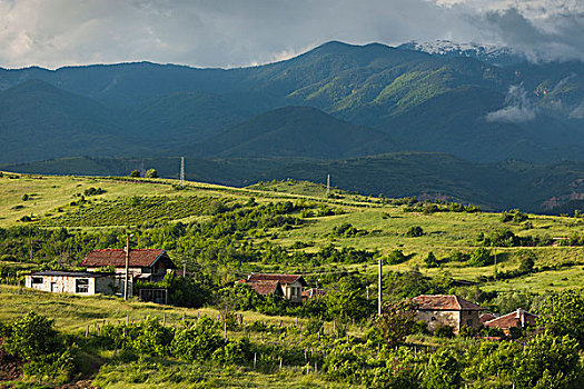 保加利亚,南方,山,乡村,俯视图
