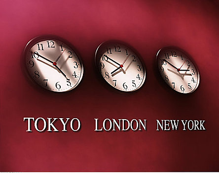 钟表,展示,东京,伦敦,纽约,时间