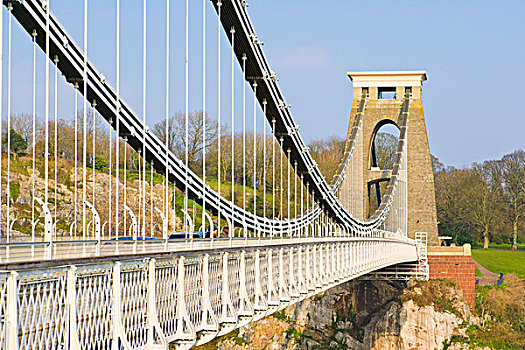 克利夫顿,悬挂,桥,跨越,峡谷,英国,布里斯托尔,格洛斯特郡,英格兰,欧洲