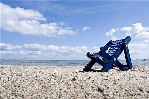 折叠躺椅,海滩,石荷州,德国,欧洲