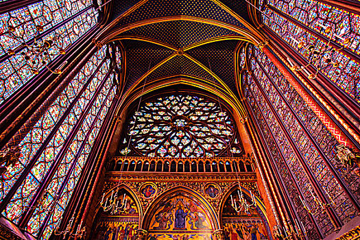 彩色玻璃窗,小教堂,教堂,巴黎,法国