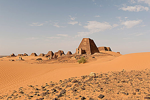 风景,黑色,金字塔,麦罗埃,努比亚,荒芜,苏丹,非洲