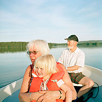 祖父母,女儿,船,瑞典
