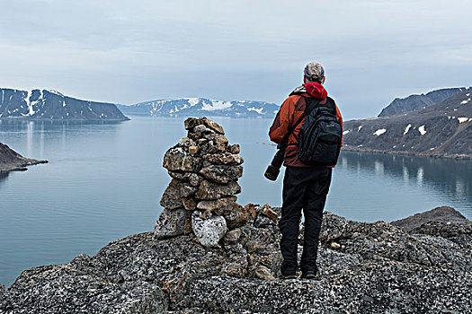 挪威,巴伦支海,海洋,斯瓦尔巴特群岛,老,捕鲸站,远足,俯瞰