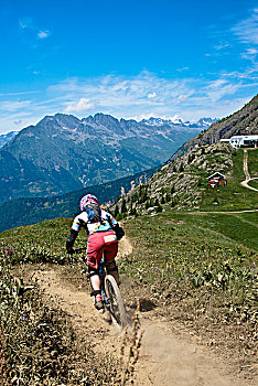 骑自行车,一个,小路,山,法国