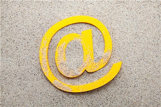 黄色,电子邮件,象征,沙子