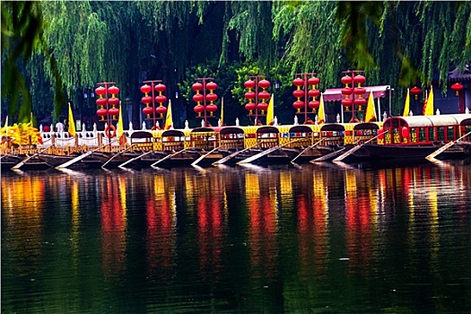 后海,湖,游览船,北京,中国