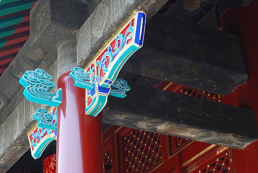 北京古建筑上的彩绘近景