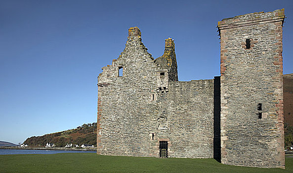 苏格兰,北爱尔郡,遗址,城堡,中间,阿兰岛