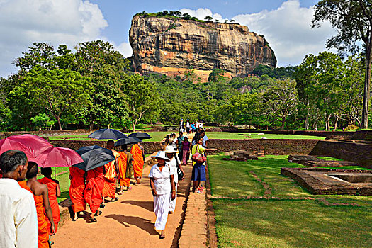 和尚,道路,狮子岩,锡吉里耶,世界遗产,中央省,斯里兰卡,亚洲