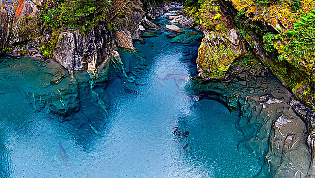 蓝色,石头,河,青绿色,晶莹,清水,瓦纳卡,奥塔哥地区,南岛,新西兰,大洋洲