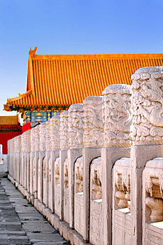 北京故宫太和殿汉白玉栏板望柱