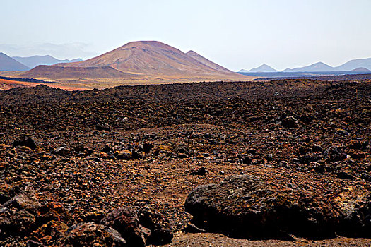 火山,石头,兰索罗特岛,西班牙,帝曼法雅,天空,山,夏天