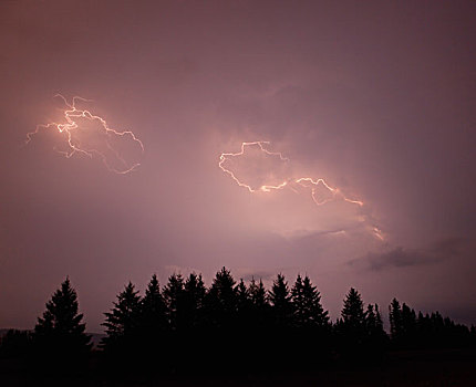 闪电,空中,桑德贝,安大略省,加拿大