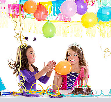 孩子,生日快乐,聚会,女孩,气球