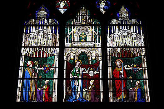彩色玻璃窗,圣徒,博格斯,大教堂,中心,法国,欧洲