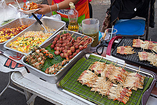 泰国,清迈,热,预制食品,出售,街边市场