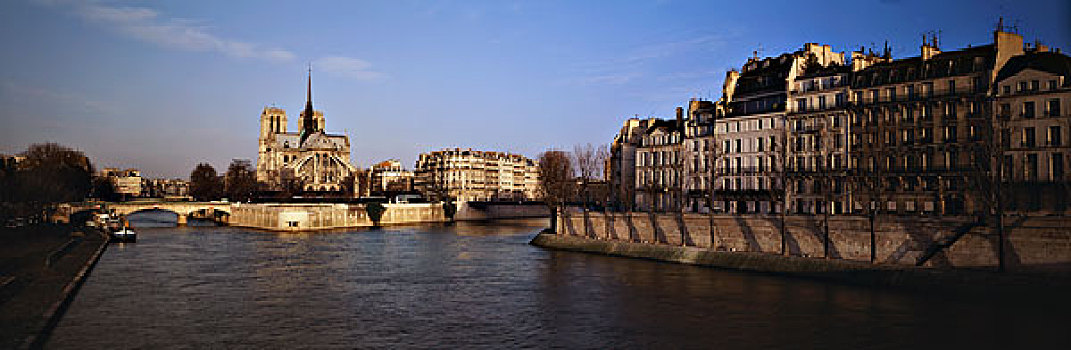 法国,巴黎,圣路易,晨景,塞纳河,大幅,尺寸