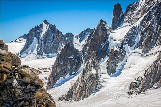 山丘,勃朗峰,边界,法国,意大利,前景,冰原,缝隙,山谷