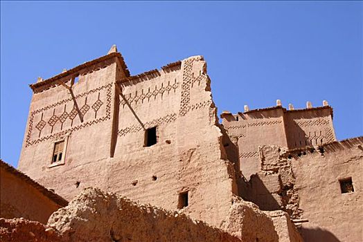 红色,墙壁,粘土,大阿特拉斯山,摩洛哥