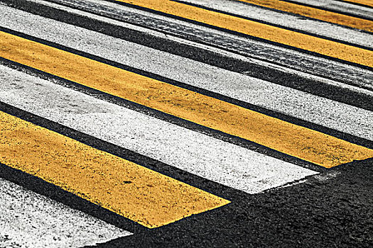 人行横道,路标,黄色,白色,条纹,沥青,道路