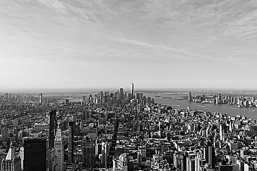 曼哈顿,河,天空,风景,帝国大厦,纽约,美国