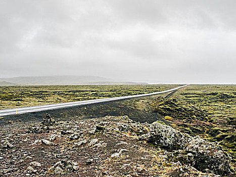 风景,乡村道路,戴尔赫拉伊,冰岛
