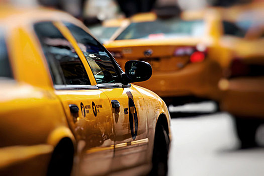 黄色出租车,速度,时代广场,纽约,美国