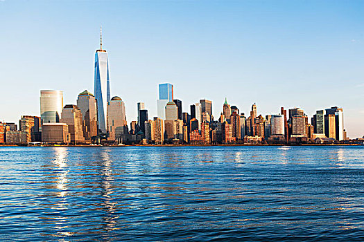 河,曼哈顿,天际线,纽约,美国