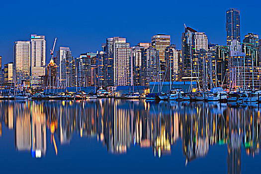 反射,建筑,水中,煤,港口,温哥华,不列颠哥伦比亚省,加拿大