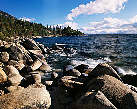 美国,内华达,州立公园,太浩湖,岩石,海岸线,大幅,尺寸
