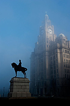 骑马雕像,爱德华七世,皇家,建筑,美术馆,利物浦,默西塞德郡,英格兰,英国